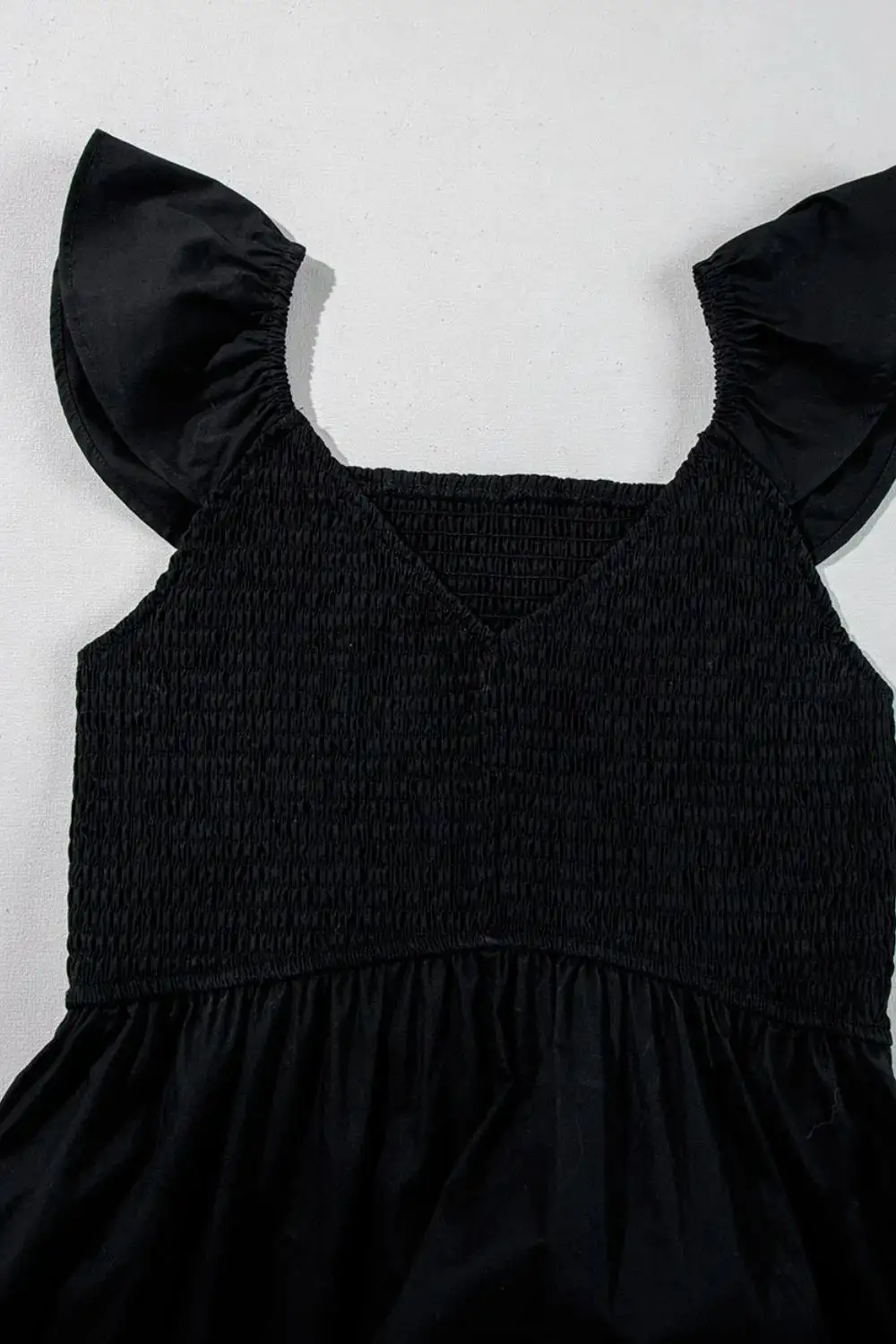 Relaxed Ruffle Trim Smocked Dress