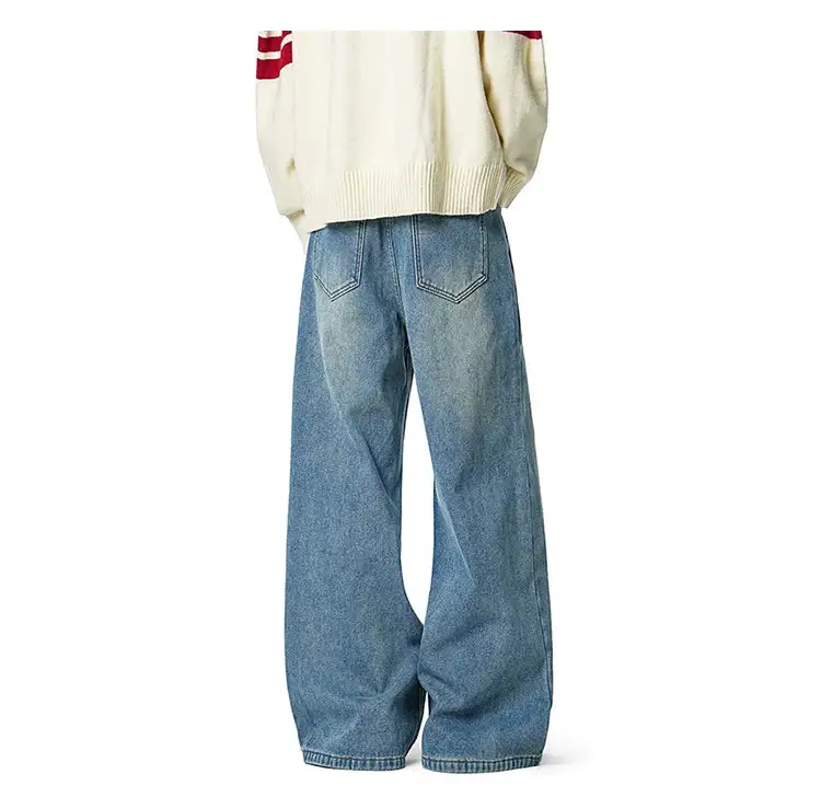 Barrel-Leg Faded Washed Jeans