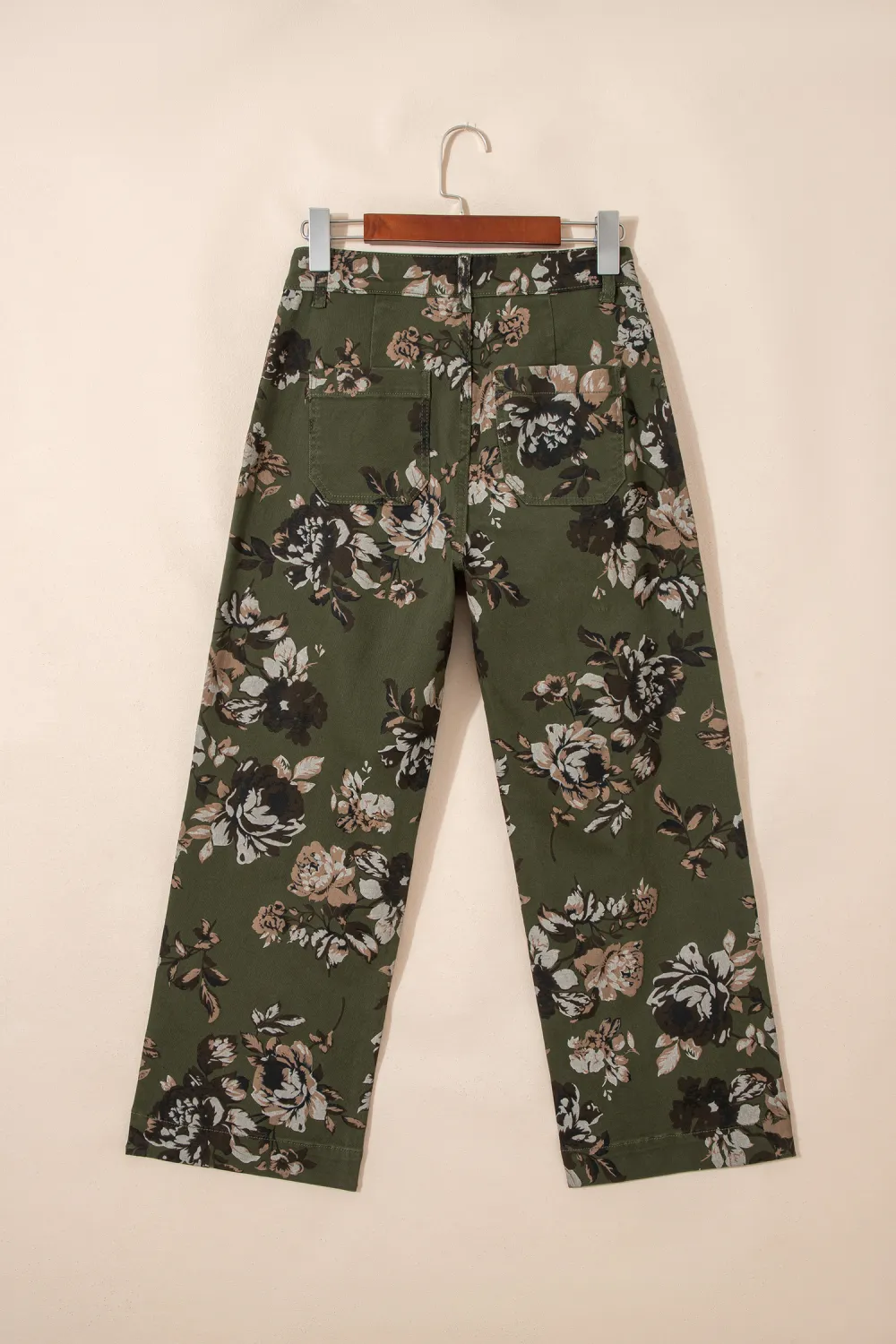 Green Floral Patch Pocket Jeans