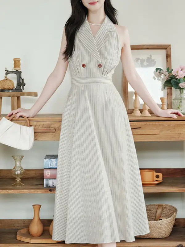 Layered V Neck Long Dress