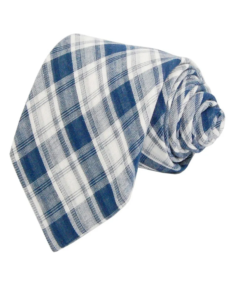 Modern Cotton Plaid Men's Necktie With Pocket Square