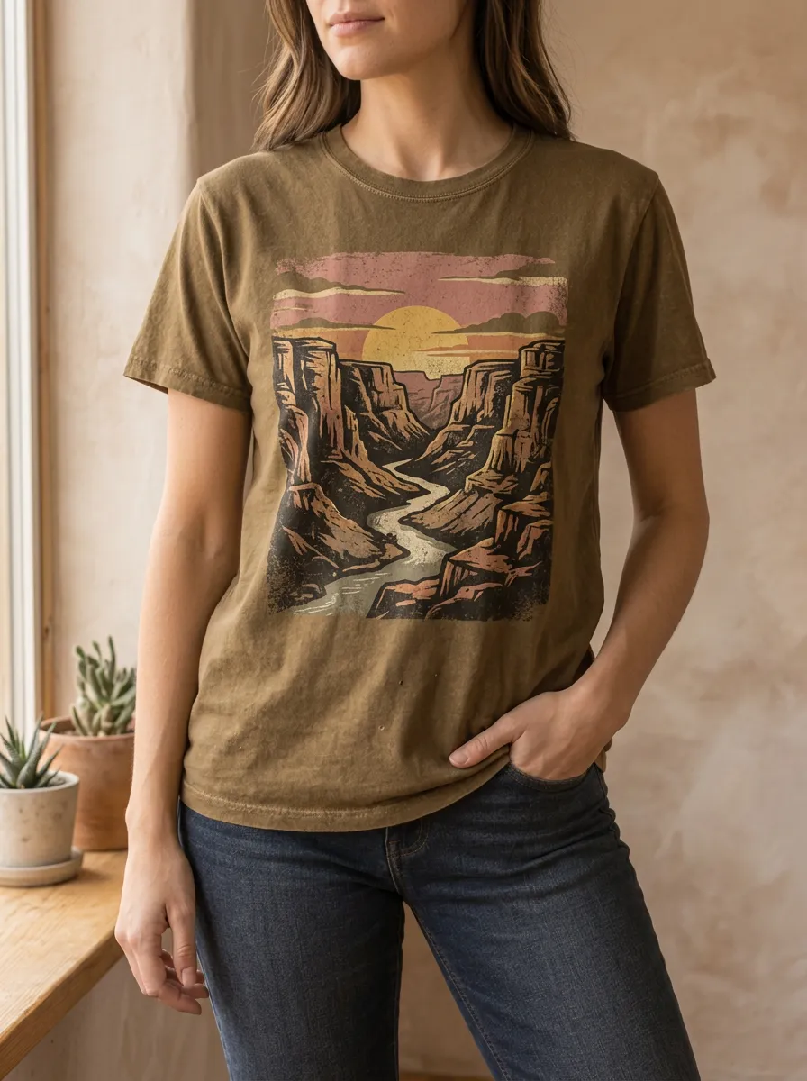 Women's Landscape Nature Lover Grand Canyon Sunset Crew Neck T-Shirt