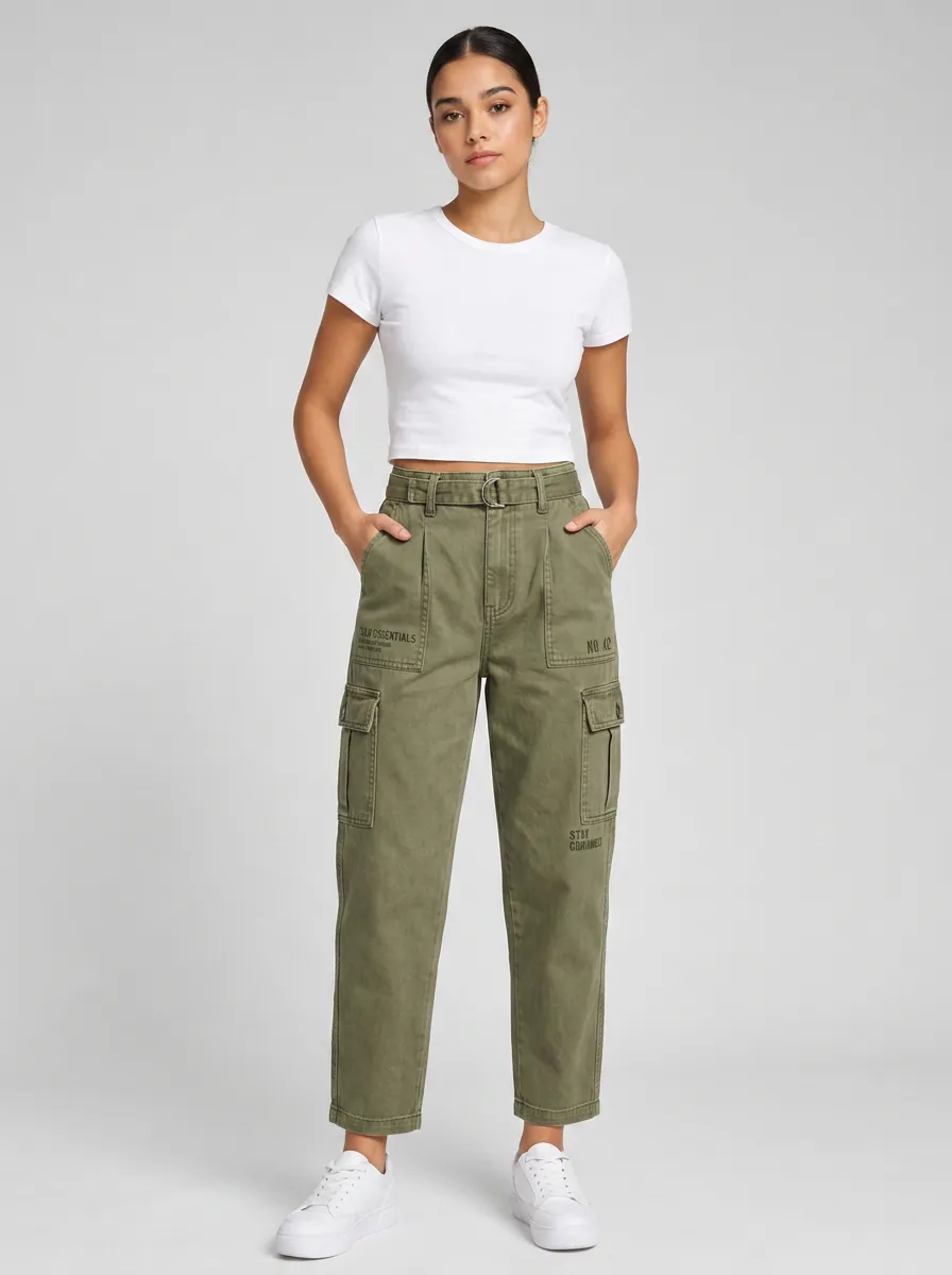 Women's Streetwear Urban Style Graphic Printed Cargo Pants