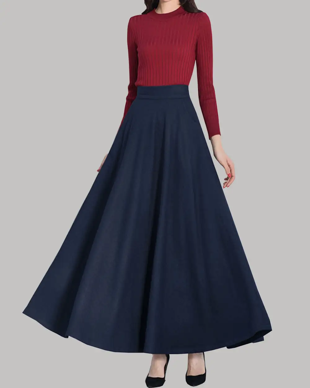 Everyday Pocketed Wool Maxi Skirt