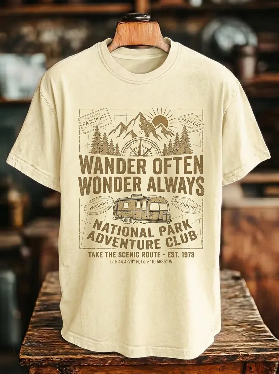 Unisex National Park Adventure Camper Printed T-shirt