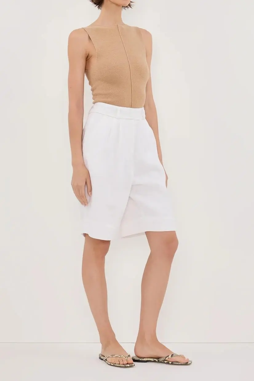 TAN BOAT NECK TOP