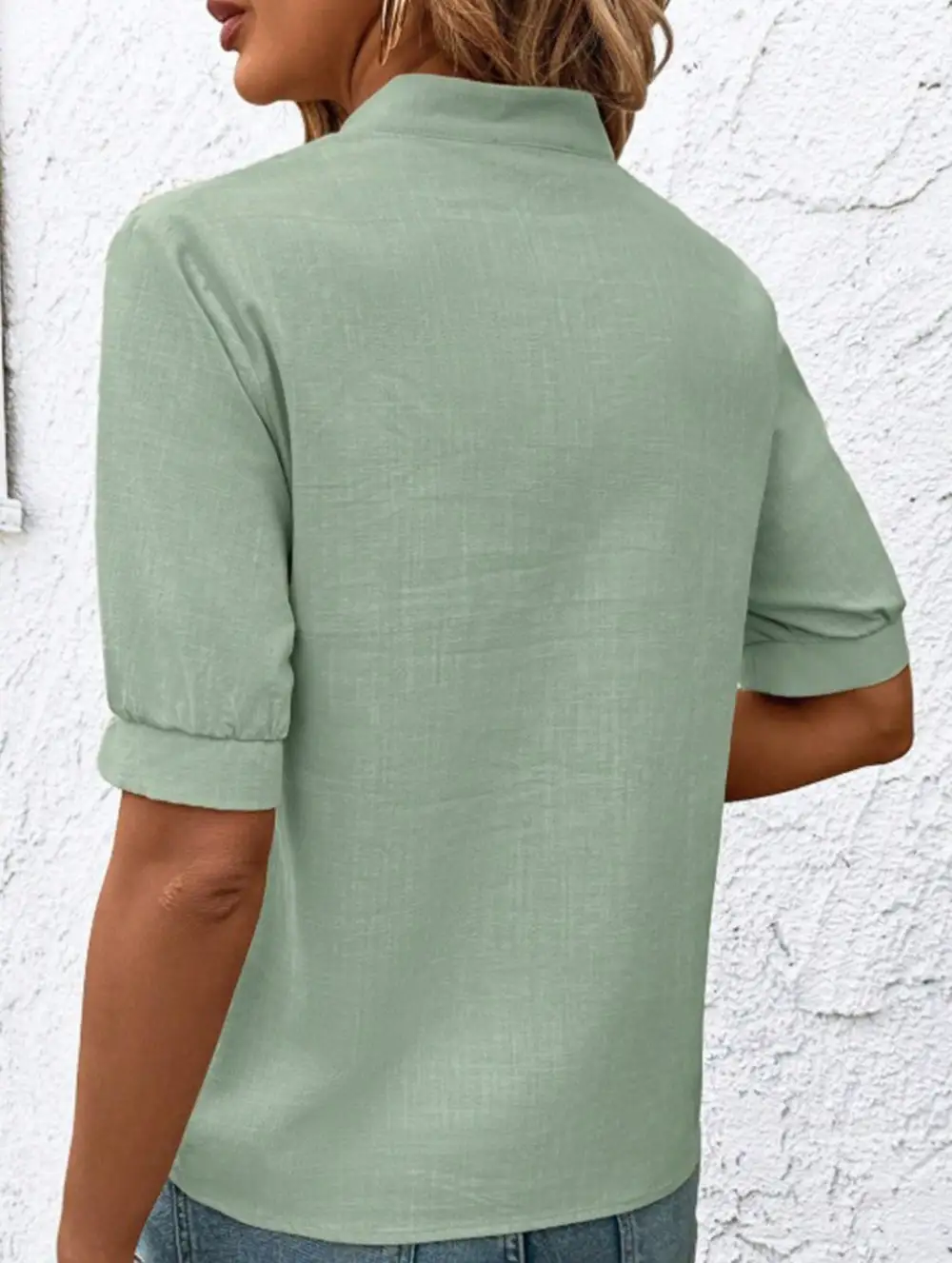 Everyday V Neck Embroidered Blouse