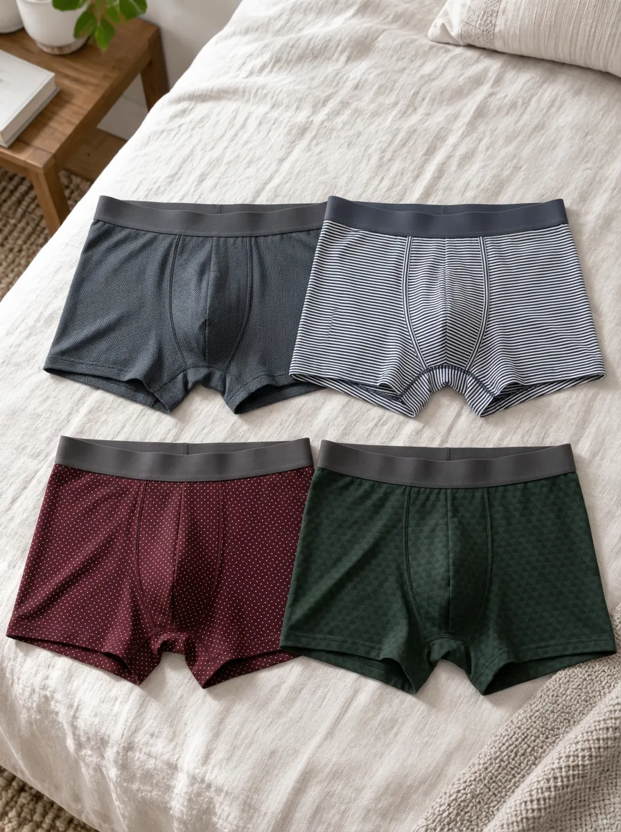 Men's Contrast Waistband Classic Color Briefs Four Pack