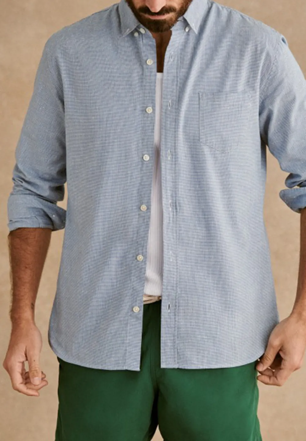 Light Green Houndstooth Pattern Button Up Shirt