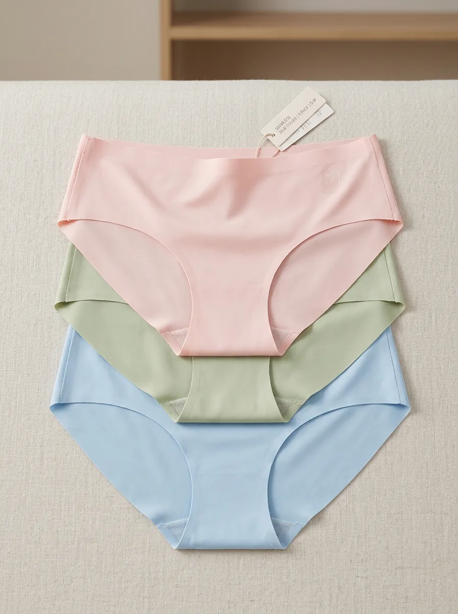 Women's Seamless Pastel Solid Color Three-Pack Panties