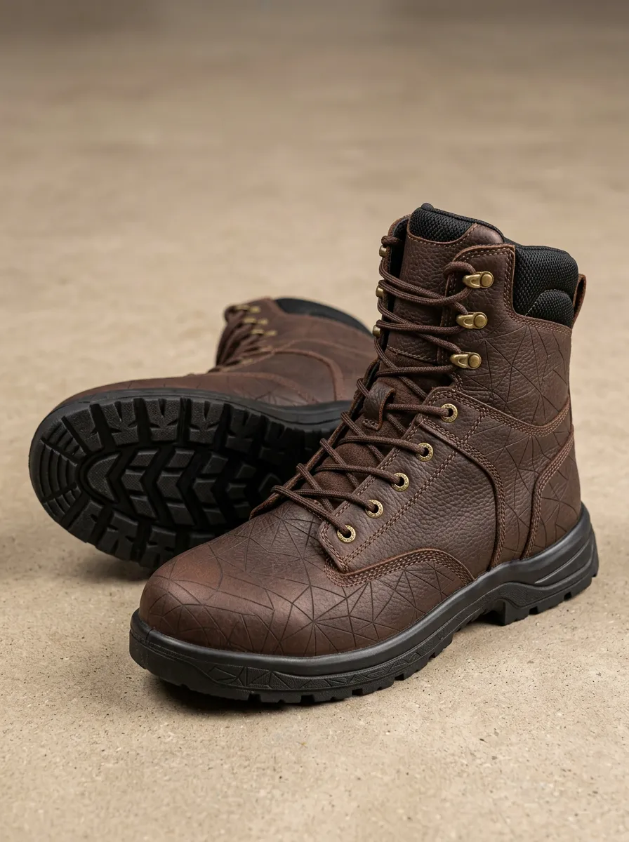Men's Rugged Style Geometric Pattern Work Boots