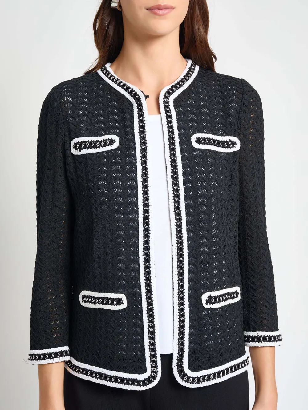 Fake Pocket V-Neck Knitwear