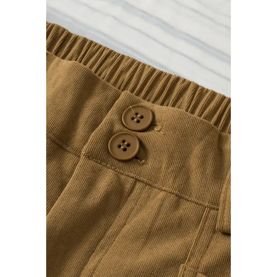 Half Elastic Waist Straight Pants
