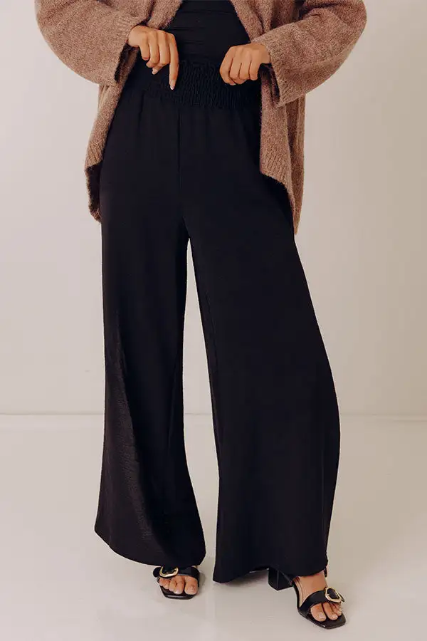 High Waist Relaxed Smocked Pants