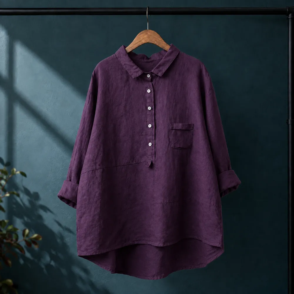 Refined Relaxed Collared Blouse