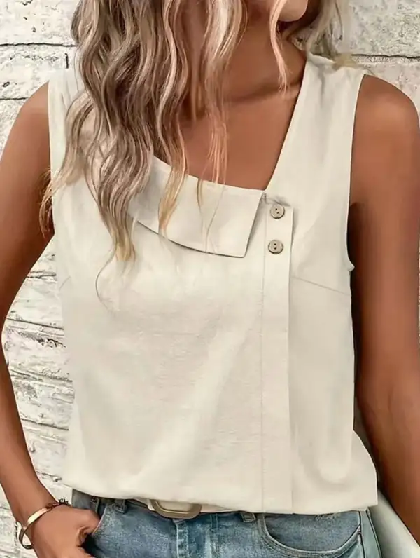 Asymmetric Shoulder Sleeveless Tank Top
