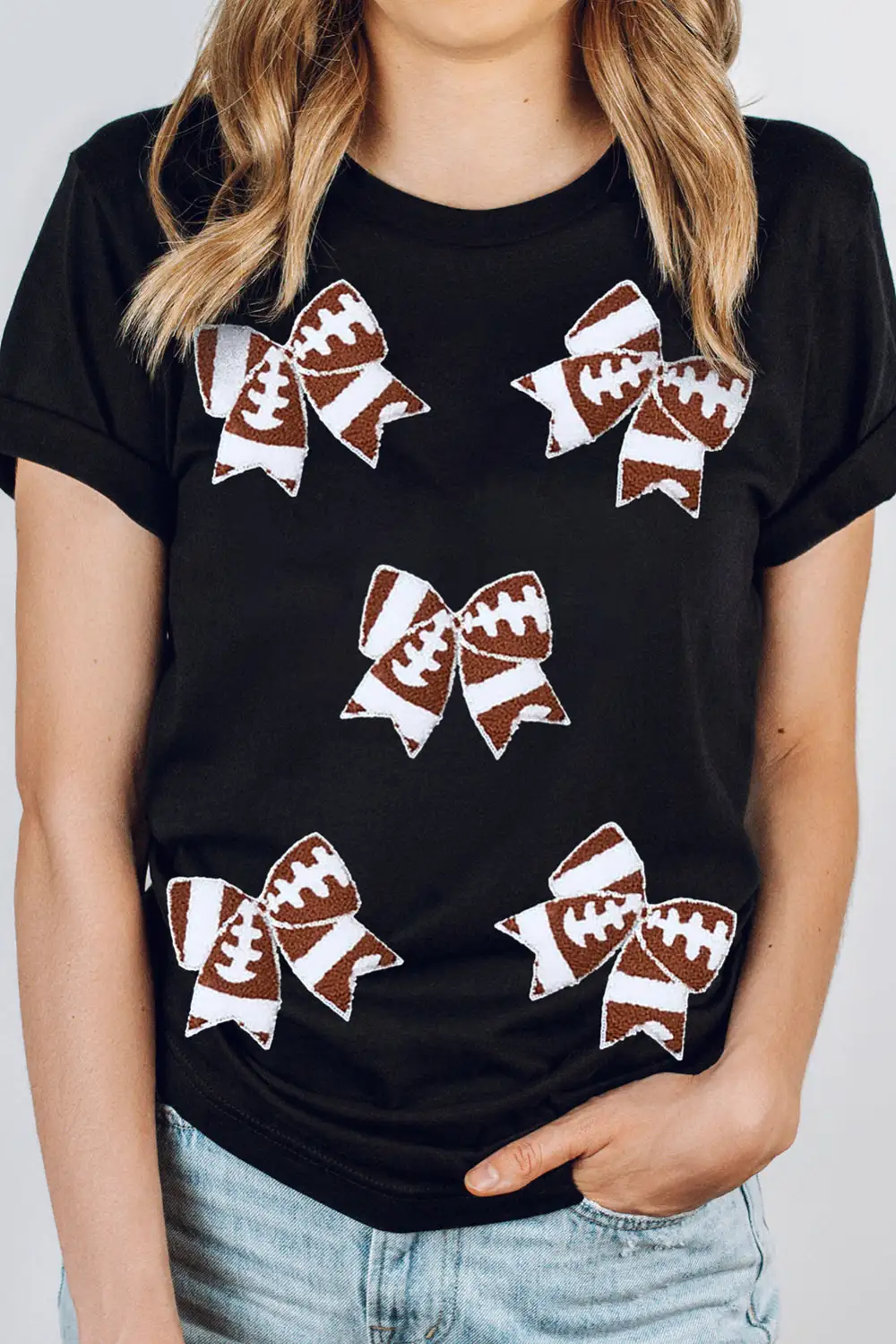 Black Rugby Football Bowknot Pattern