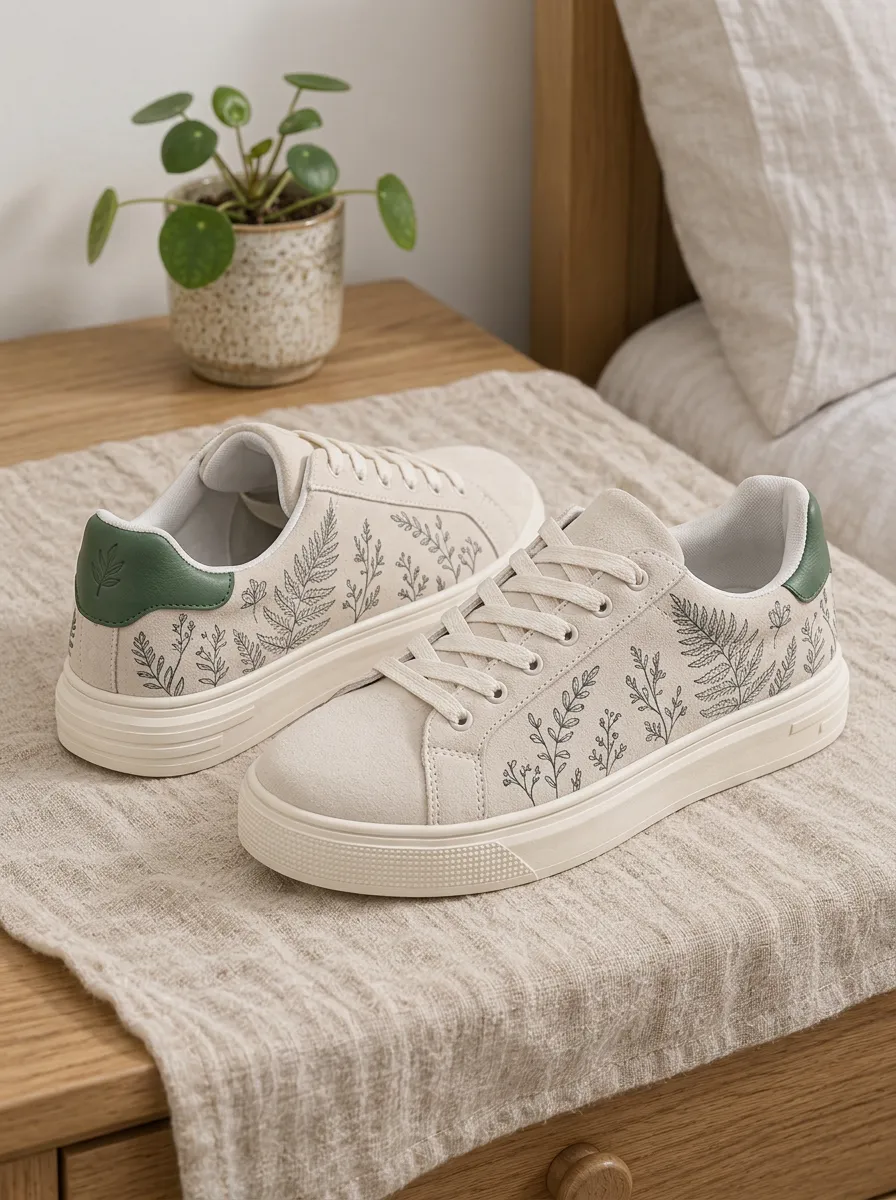 Women's Relaxed Botanical Nature Lover Fern Leaf Skate Shoes