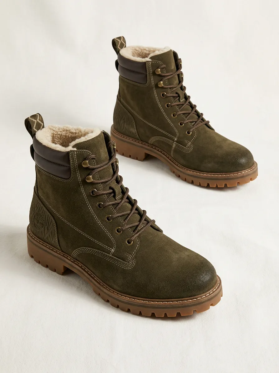 Active Suede Look Faux Fur Lined Silhouette Unisex Warm Boots