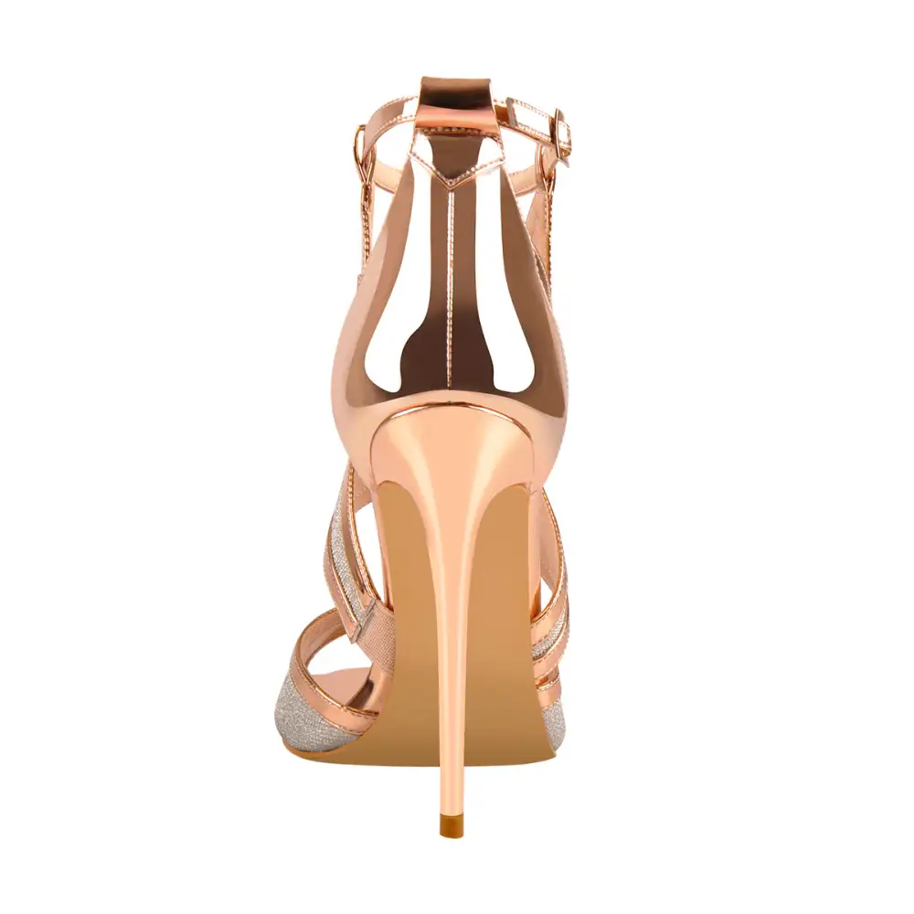 Metallic Luster Glitter Cut Out Sandals
