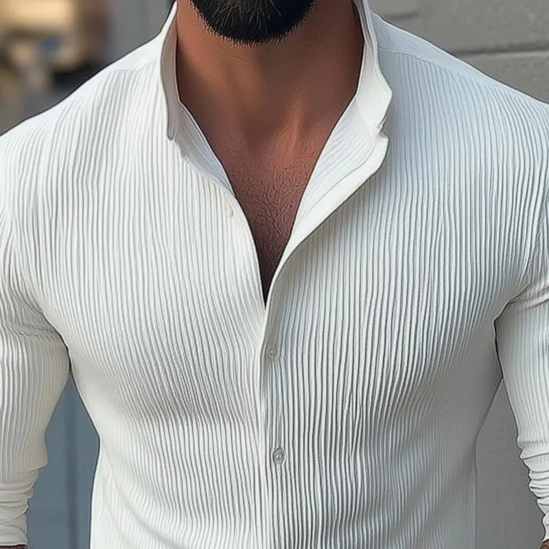 Band Collar Woven Shirt