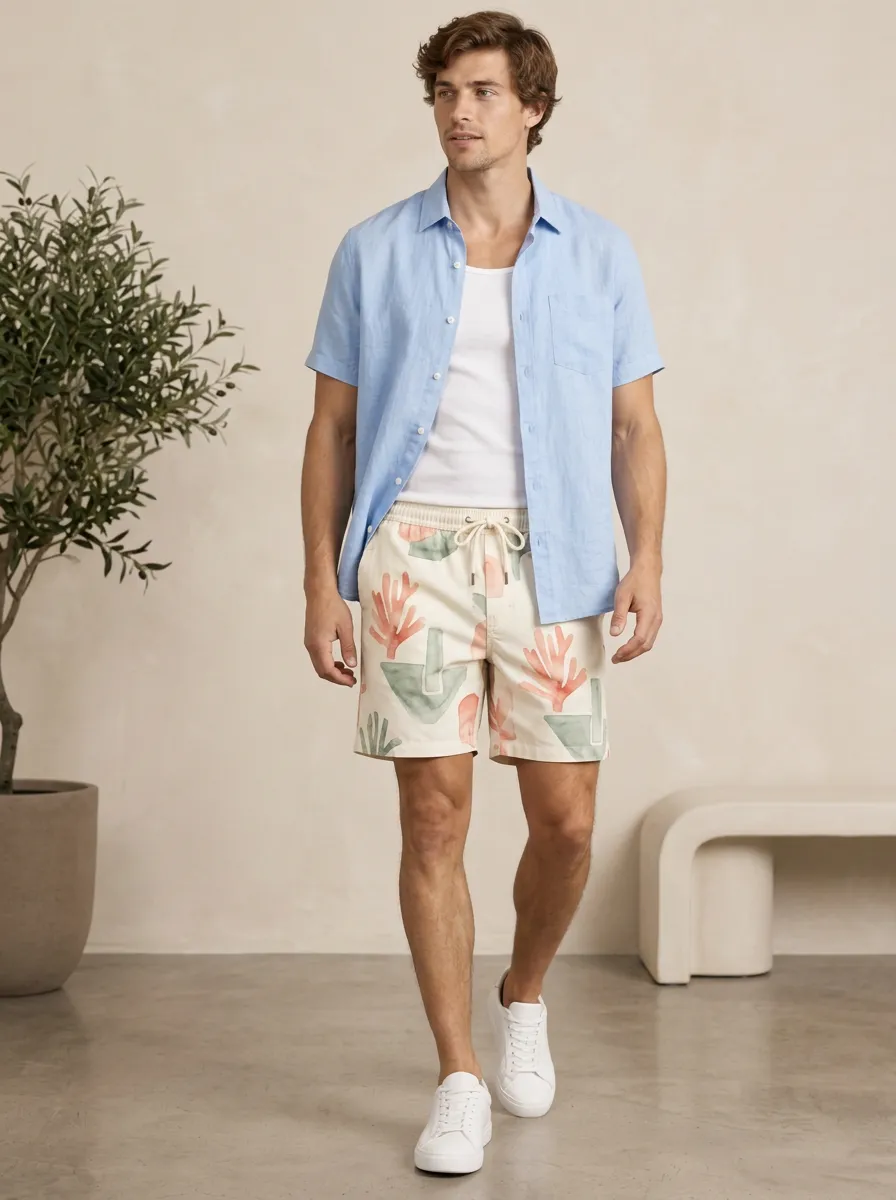 Men's Abstract Coral Reef Printed Shorts