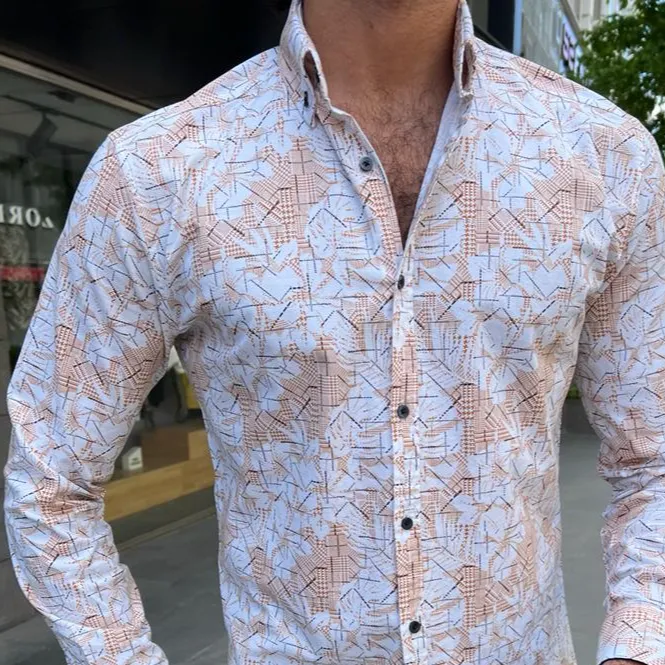 Classic Patterned Slim Fit Cotton Casual Shirt