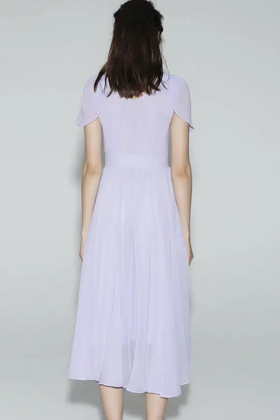 Refined Chiffon V Neck Maxi Dress