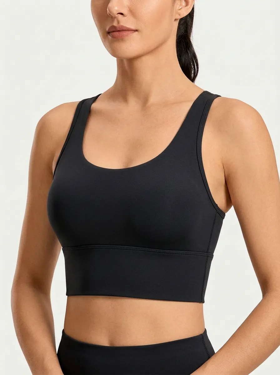 Women's Scoop-Neck Tonal-Stitch Sports Bra