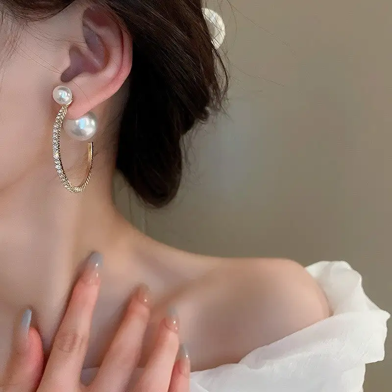 Pearl Geometric Statement Earrings