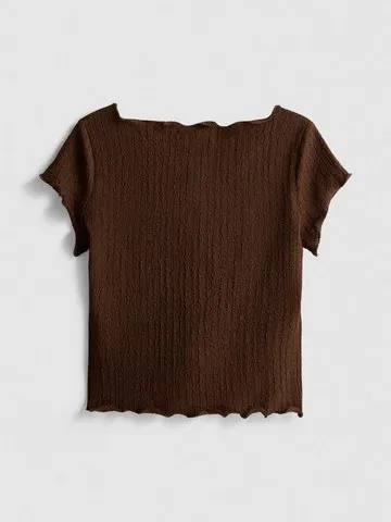 7-15yrs | Crinkle Textured Lettuce Trim Blouse