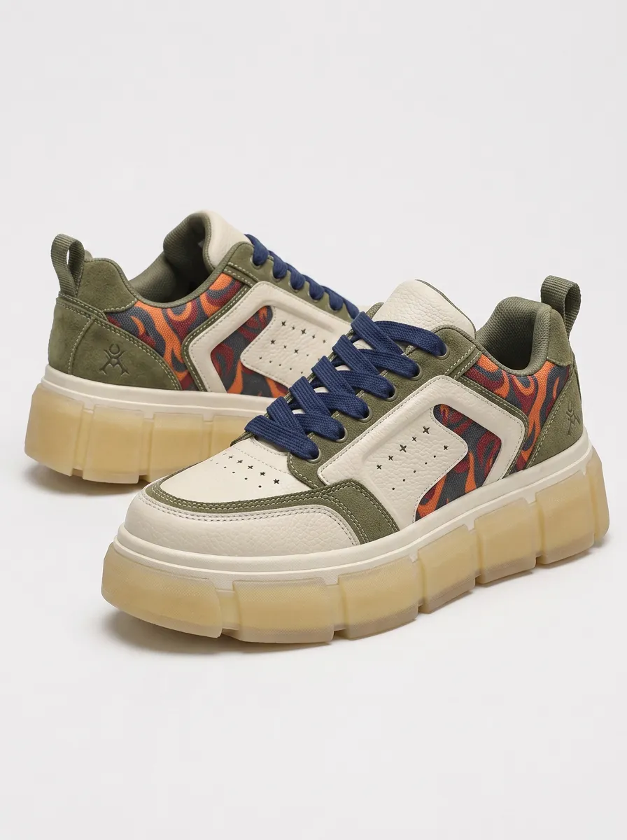 Men's Expressive Flame Pattern Patterned Dynamic Skate Shoes