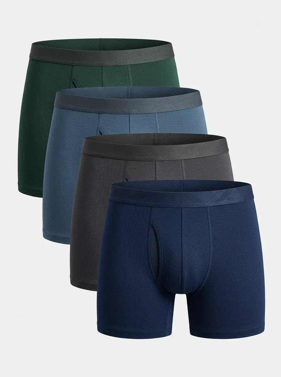 Functional Solid Essential Men's Four Pack Boxer Briefs