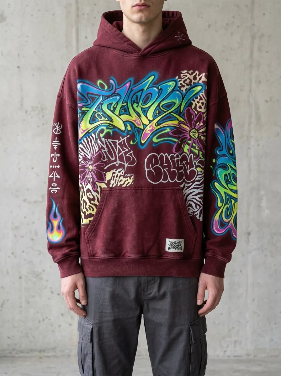 Unisex Streetwear Graffiti Animal Print Graphic Hoodie