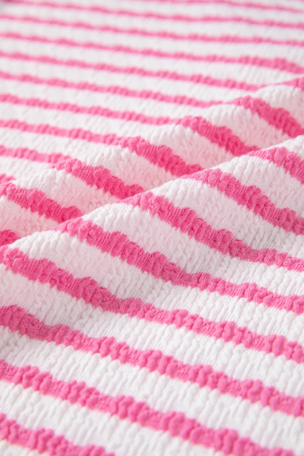 Pink Stripe Textured Knit Contrast Top