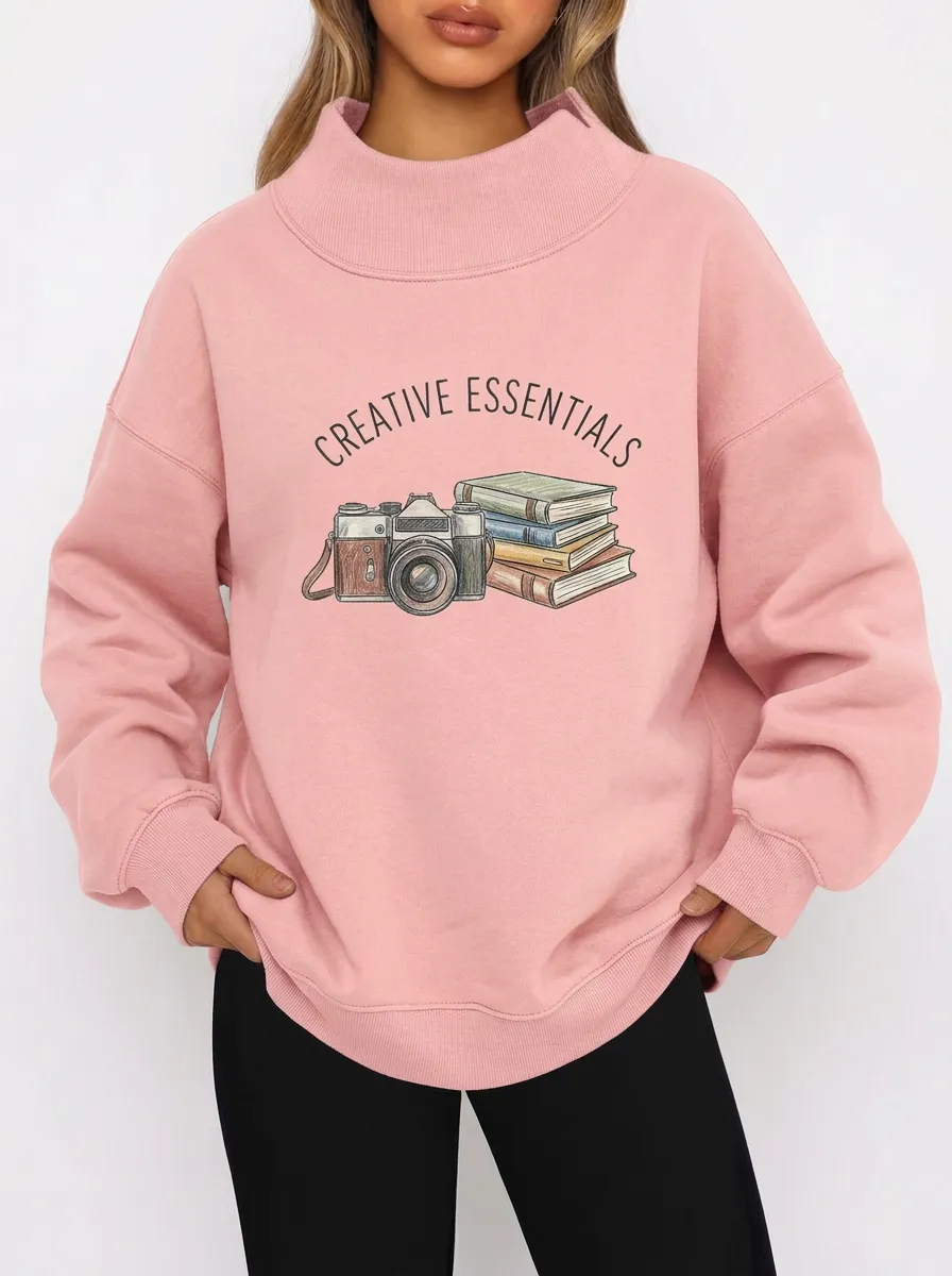 Women's Creative Essentials Camera Books Graphic Sweatshirt