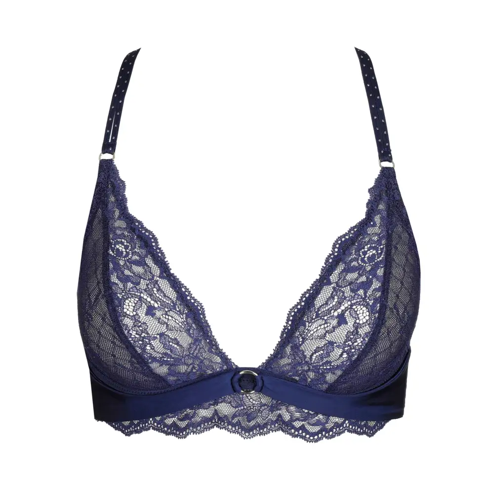 Women's Wireless Side Support Lined Cup Adjustable Straps Floral Lace Floral Detail Shimmer Detail Bra