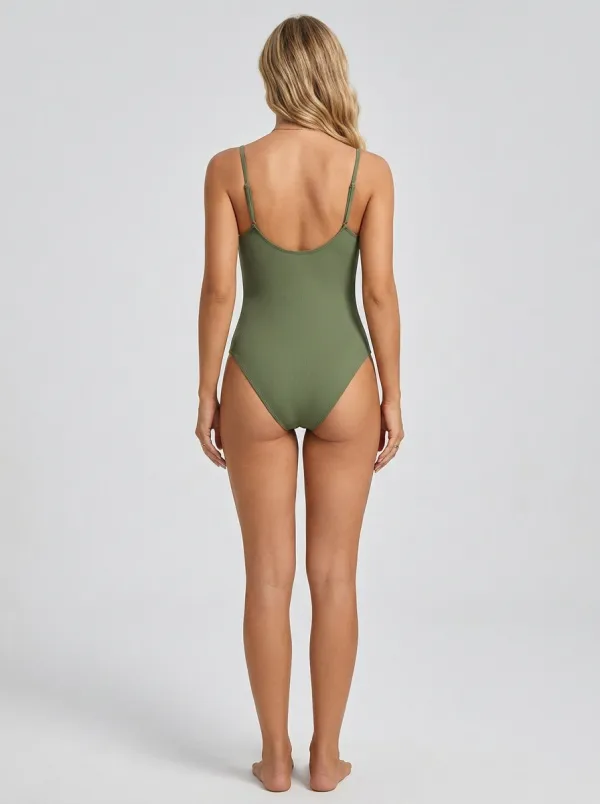 Women's Ring-Detail Cutout Ribbed One-Piece Swimsuit