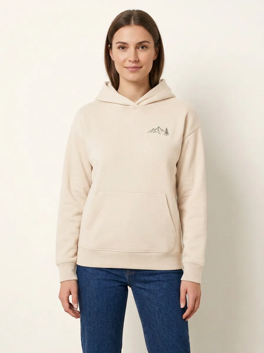Women's Mountain-Pine Crossover-Neck Kangaroo-Pocket Hoodie