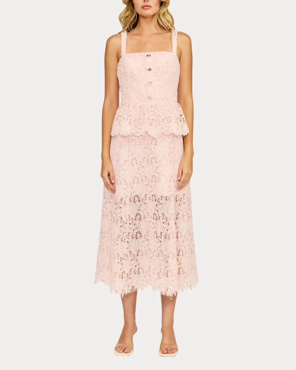 Peplum Lace Midi Dress