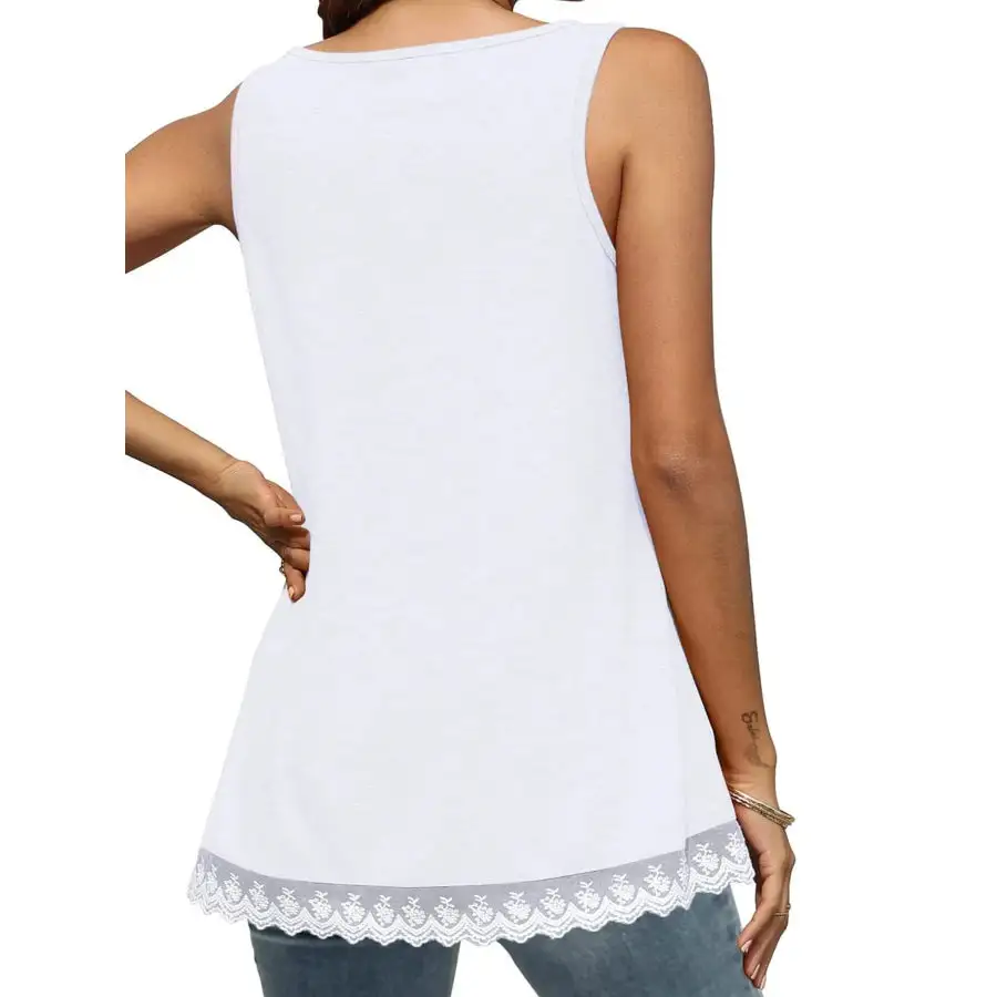 Lace Trim Wide Strap Tank Top