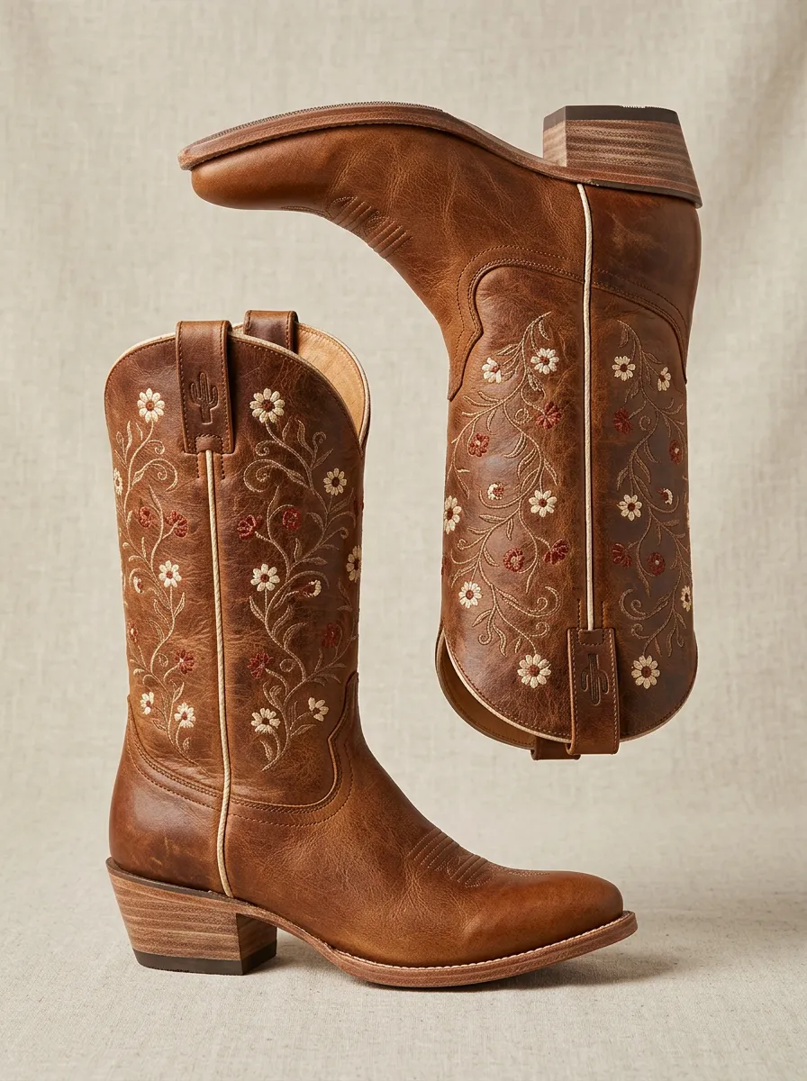 Country Embroidered Floral Versatile Western Boots