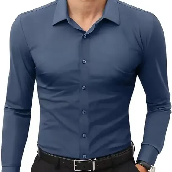Gentle Dress Shirts 16-Way Stretch Slim Fit Long Sleeve Button Down Business Casual Shirts Wrinkle Free Traveler Shirts Top Menswear
