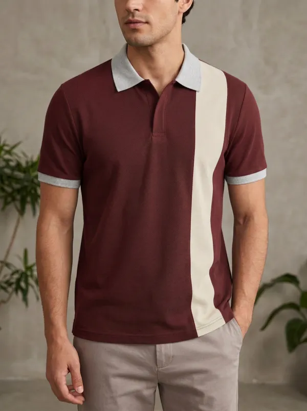 Men's Modern Comfort Vertical Stripe Polo Shirt