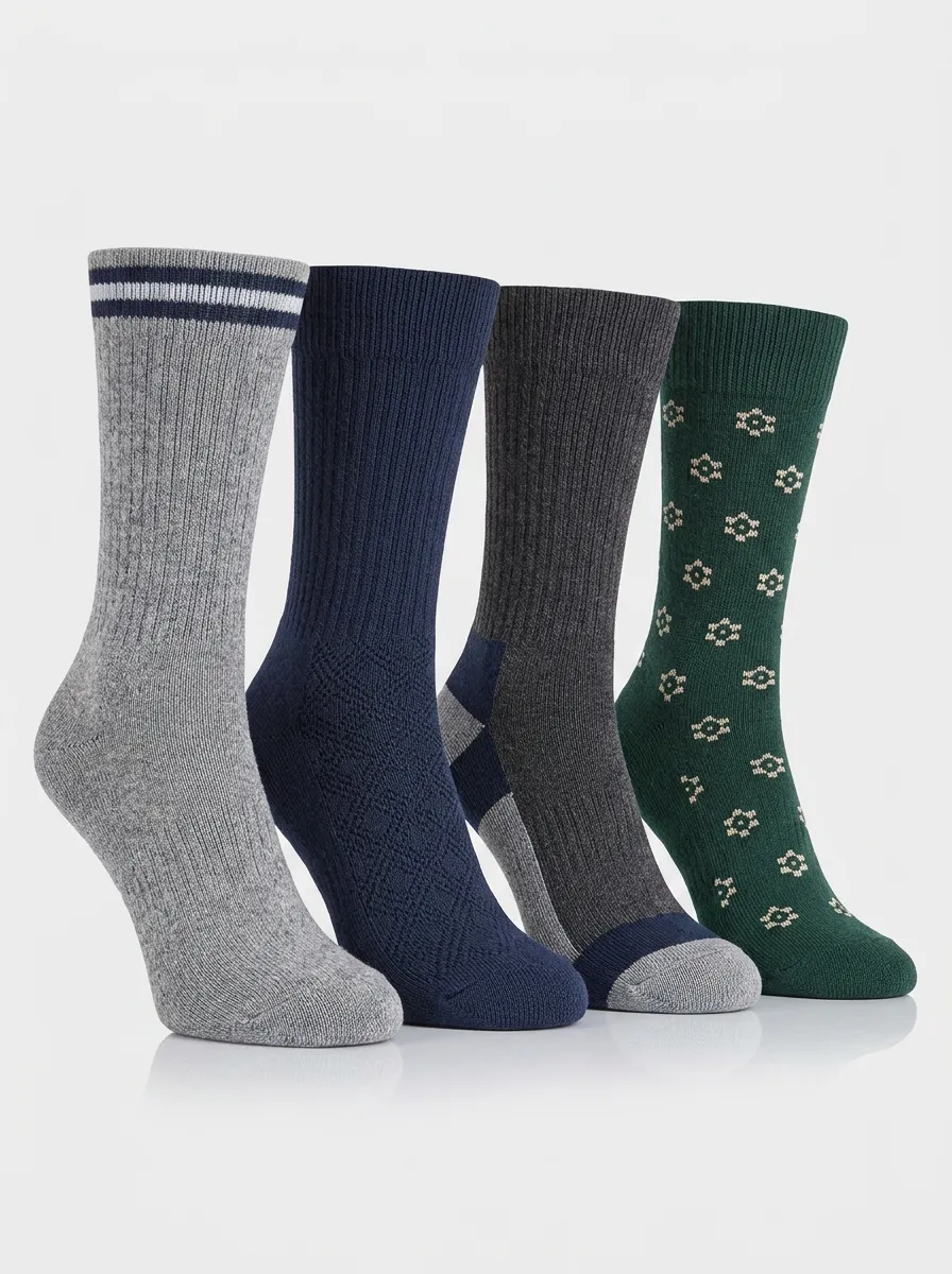 Unisex Active-Print Four Pair Socks