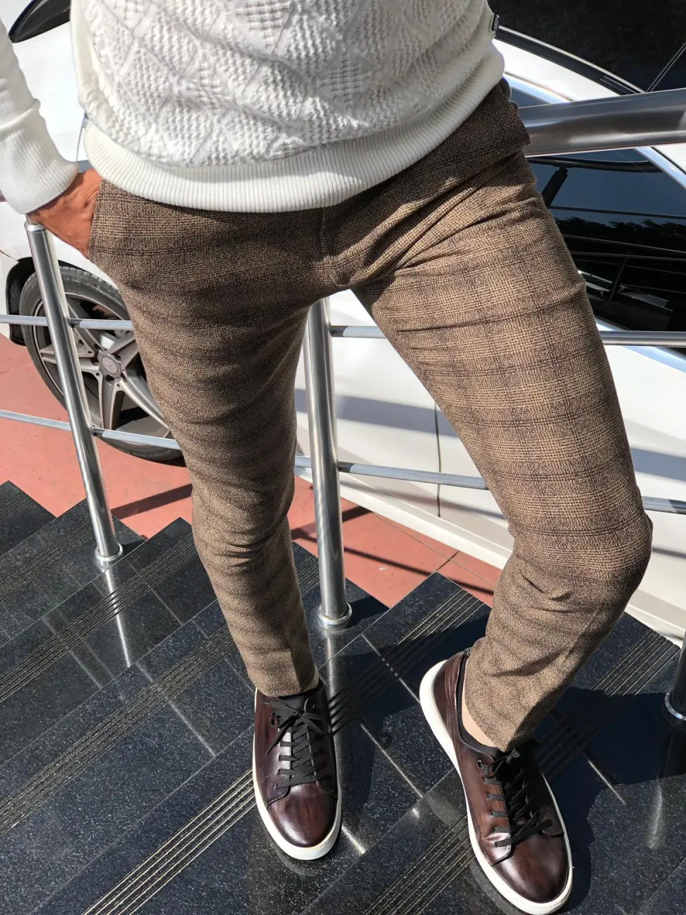 Refined Everyday Slim Fit Plaid Tailored Trousers