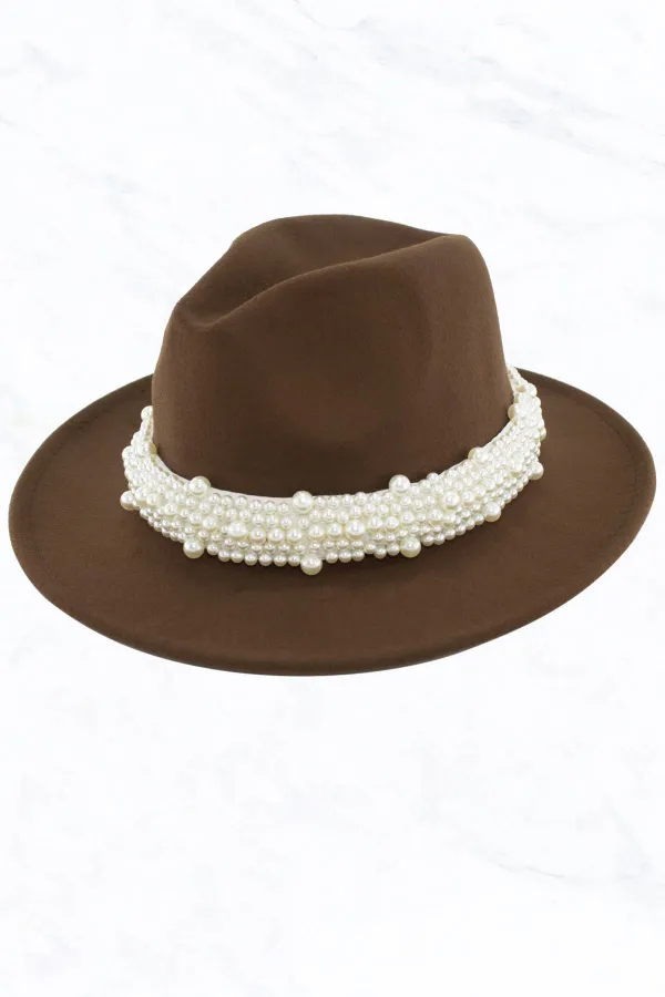 New Style Fashion Fedora Jazz Hat with Wide Pearl Belt