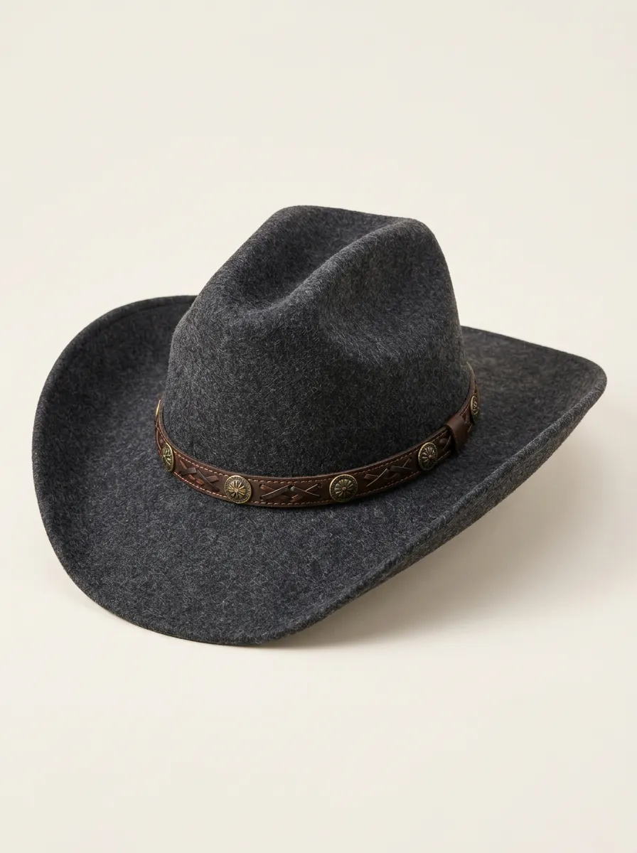 Rustic Cowboy Hat with Leather Band