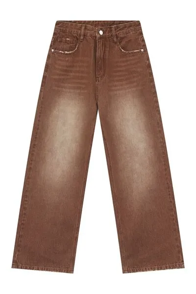 Everyday Wide Leg Pocketed Denim Jeans