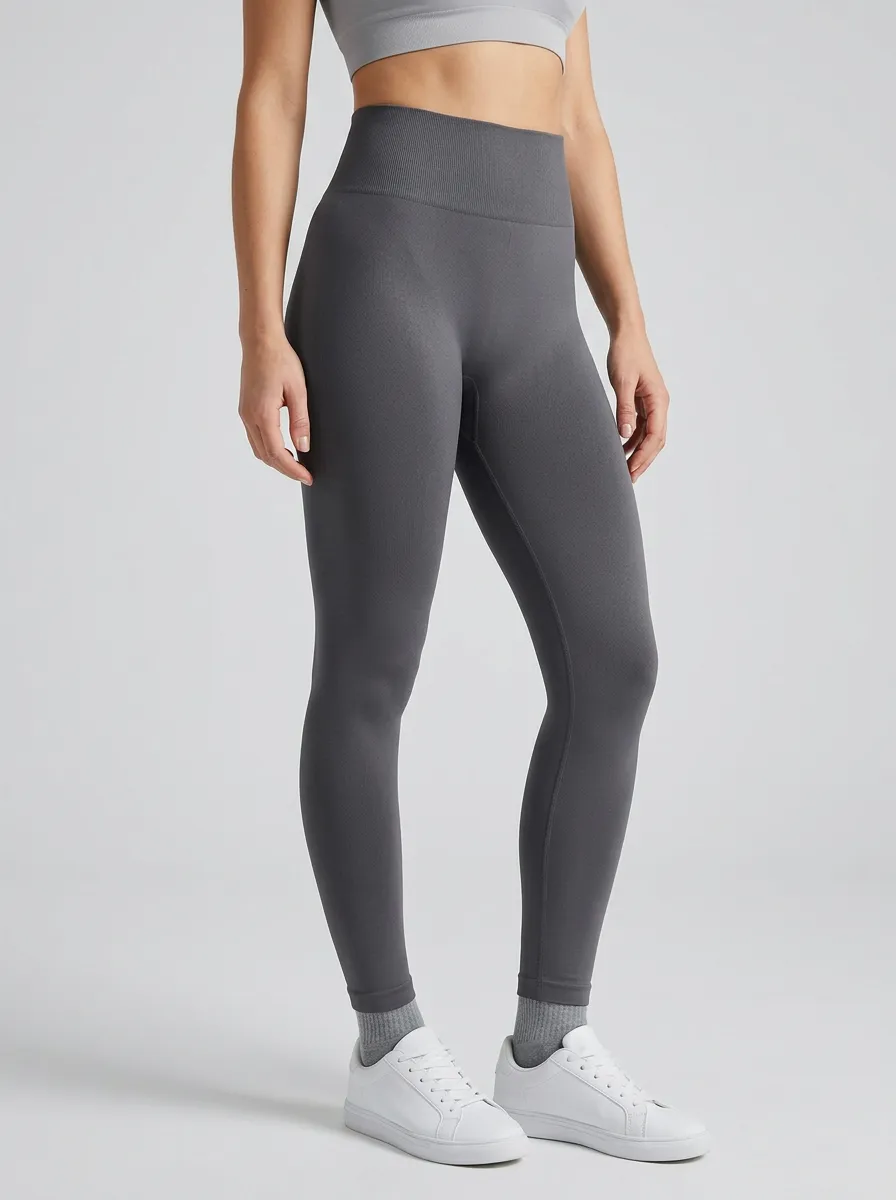 Women's Ribbed-Waistband Ankle-Length Seamless High-Rise Leggings